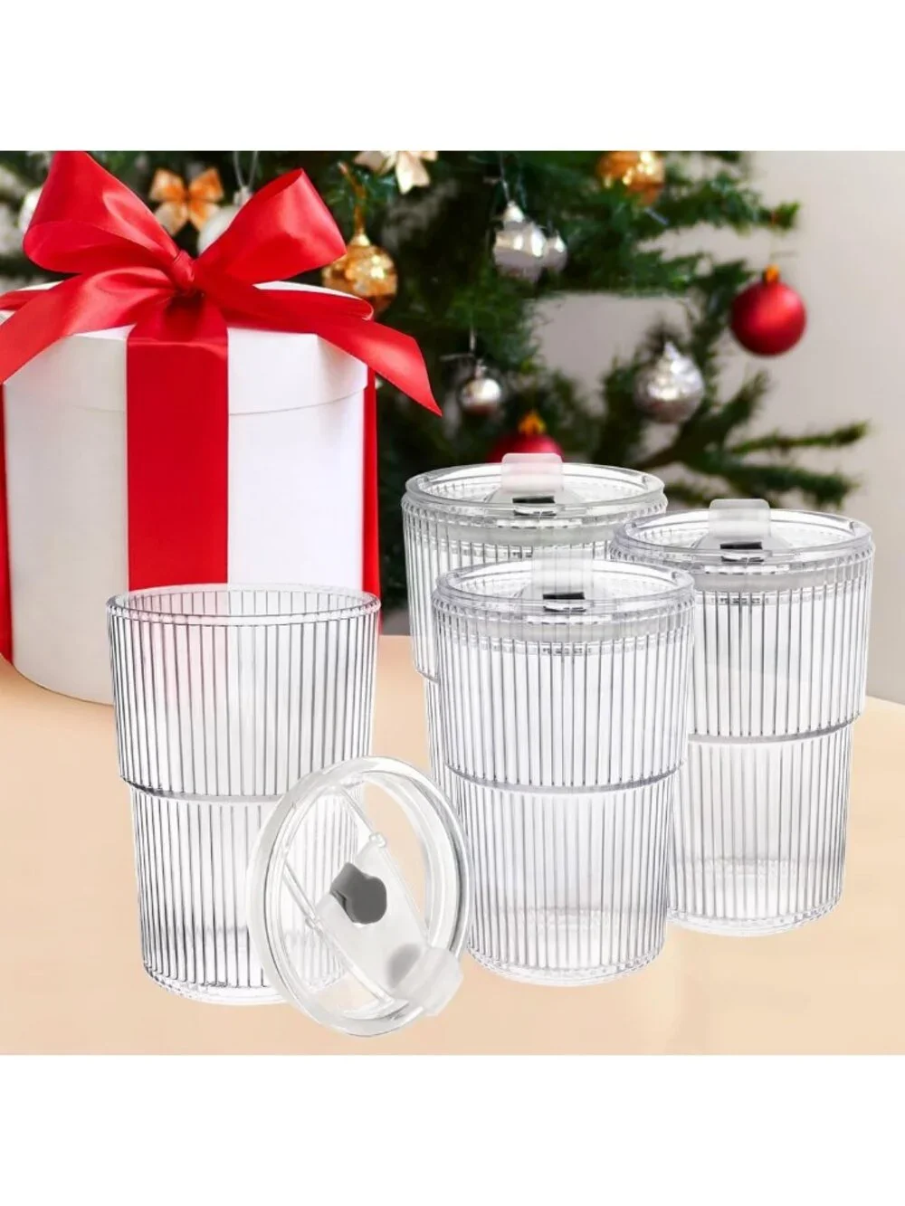 Reusable 16 oz Iced Coffee Cups with Lids & Straws - Unbreakable, BPA-Free